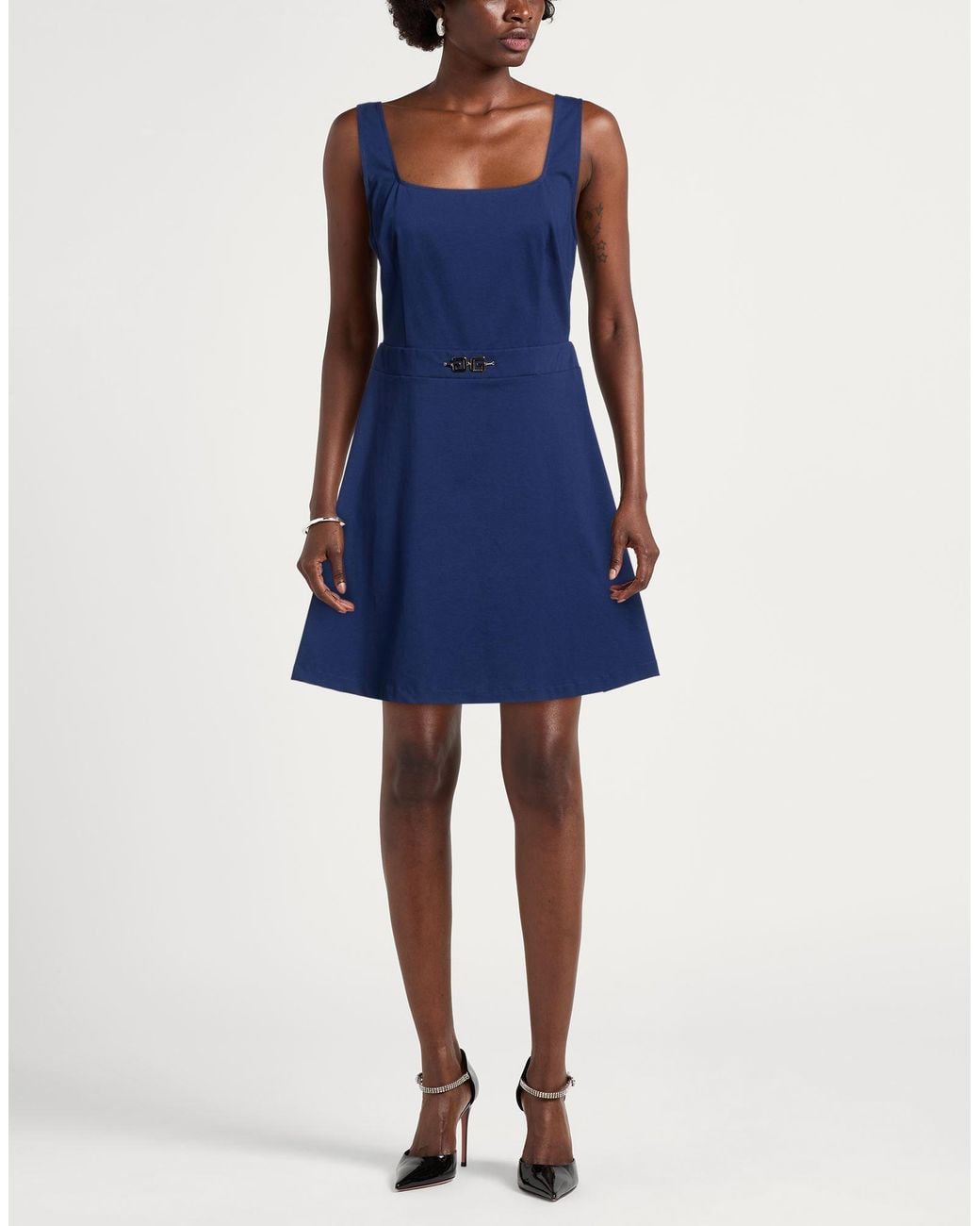 Gaelle Paris Blue Mini Dress Cotton, Polyamide, Elastane