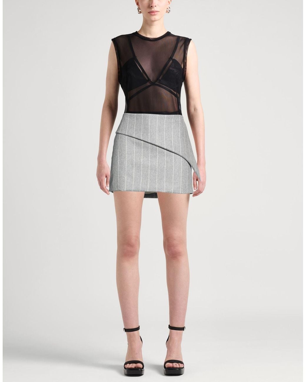 Batakovic Gray Mini Skirt Wool, Cashmere