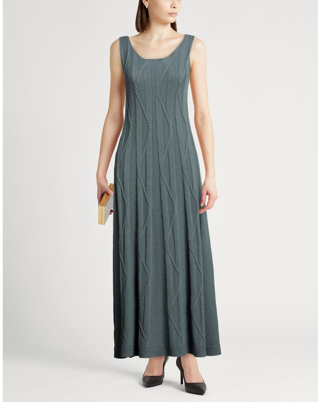 Drumohr Blue Maxi Dress Cashmere