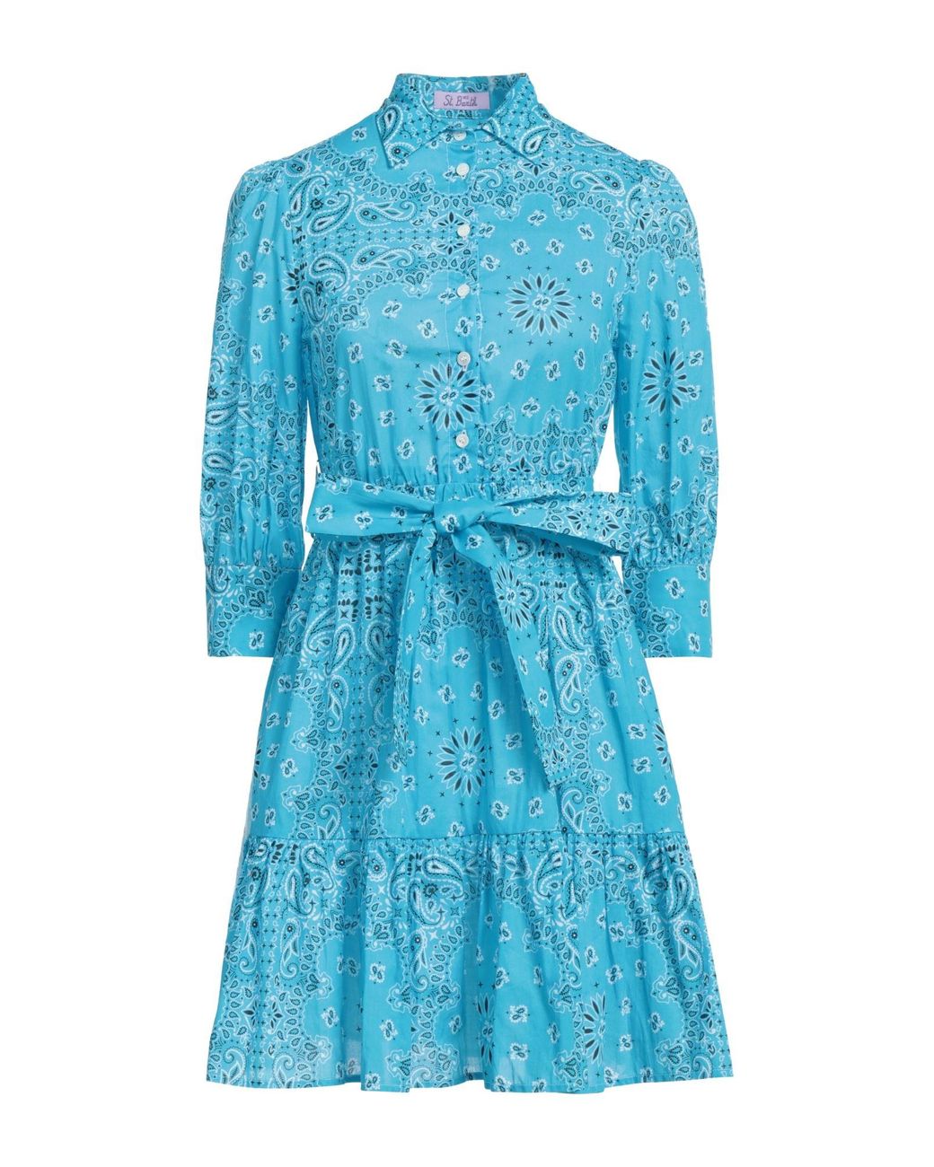 Mc2 Saint Barth Blue Mini Dress Cotton