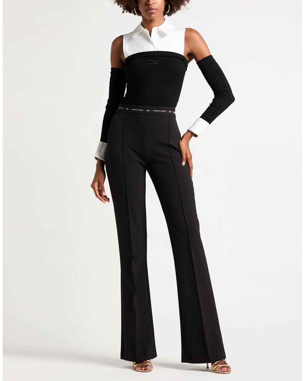 Elisabetta Franchi Blue Pants Polyester, Elastane