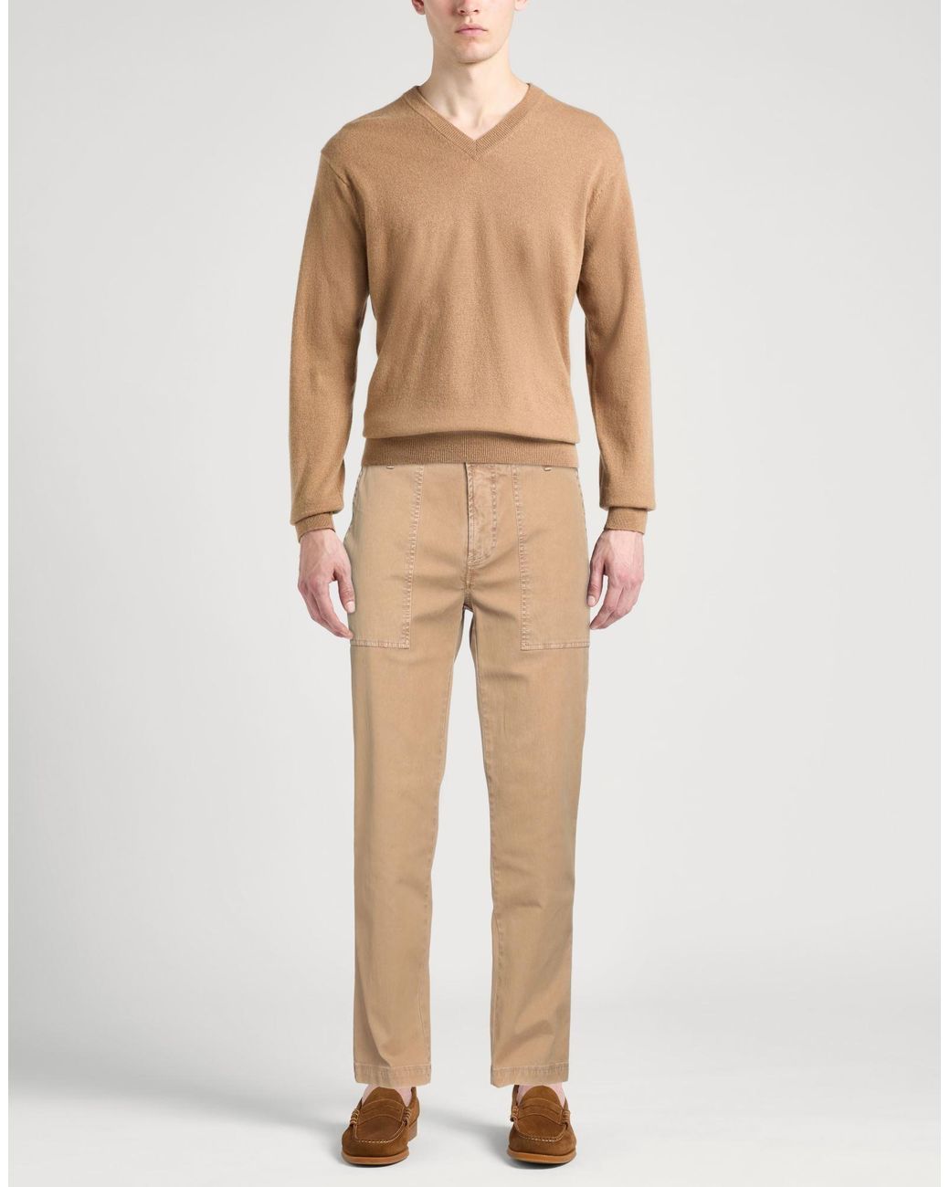 White Sand Natural Pants Cotton, Elastane for men