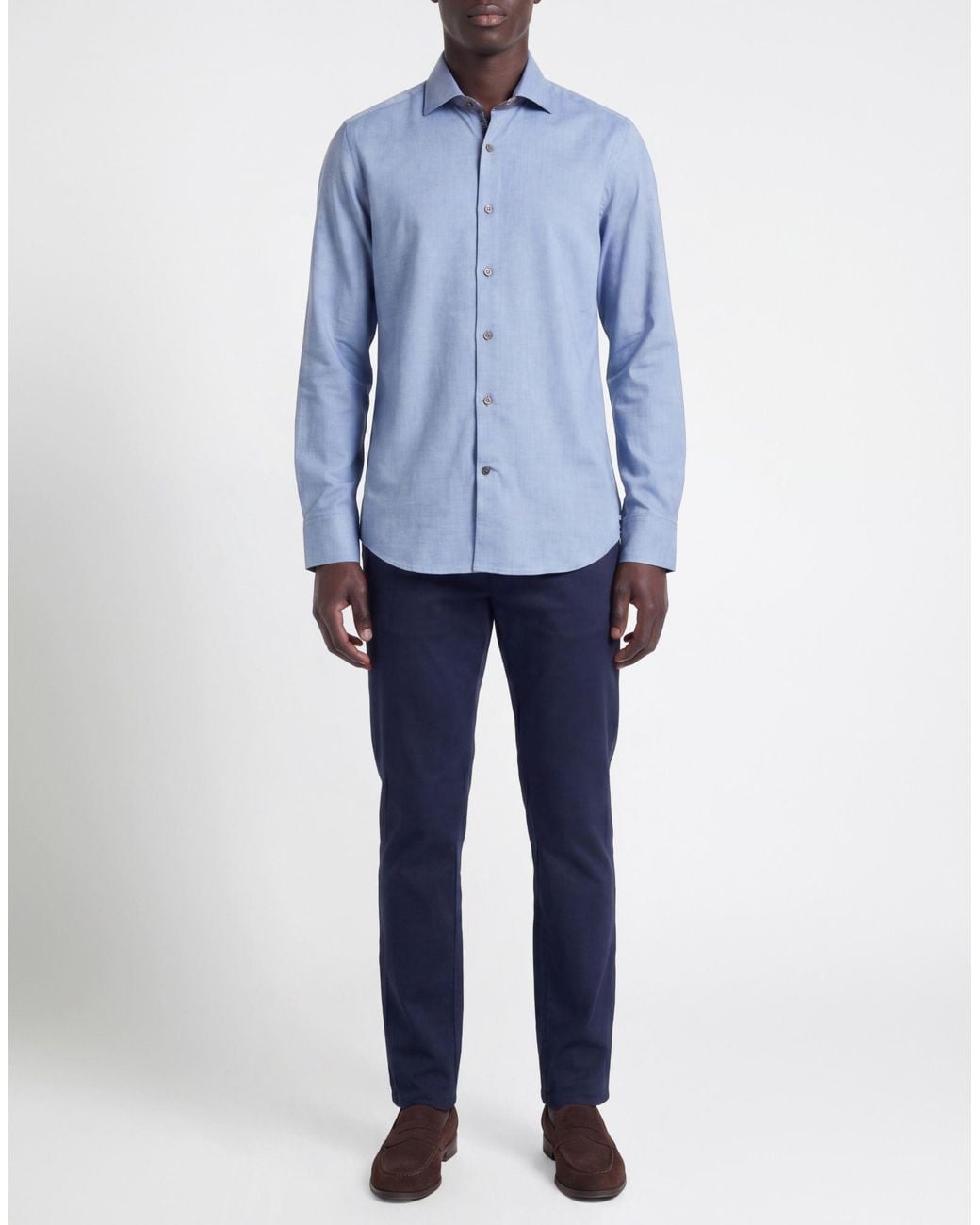 Ghirardelli Blue Washed Shirt Cotton for men
