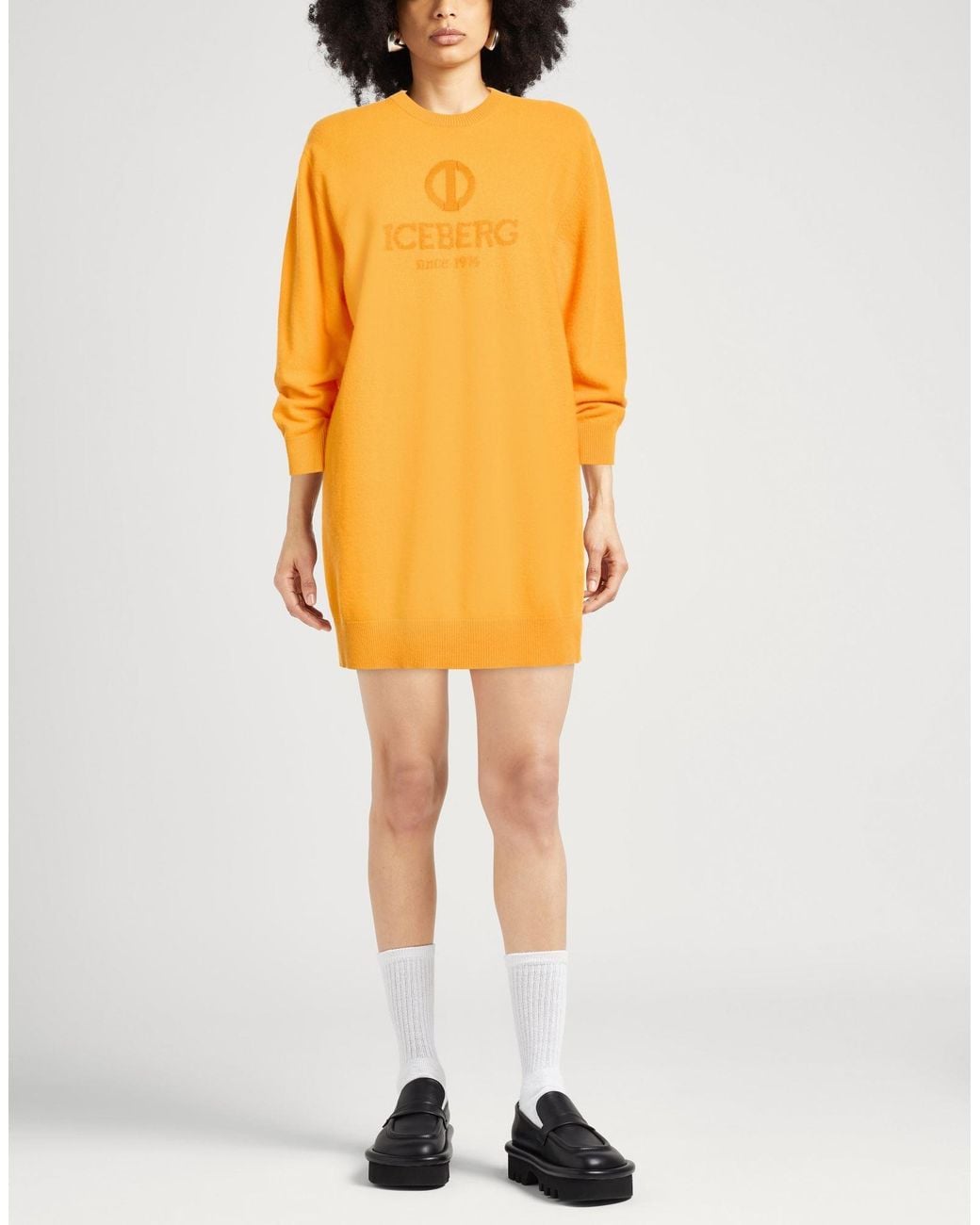 Iceberg Orange Mini Dress Virgin Wool, Cashmere