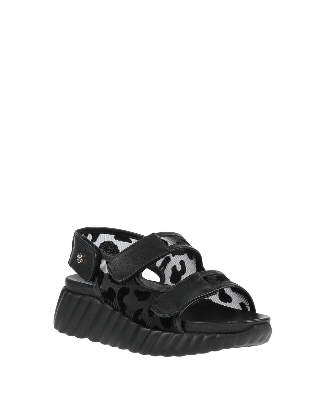 Baldinini Black Sandals Leather, Textile Fibers