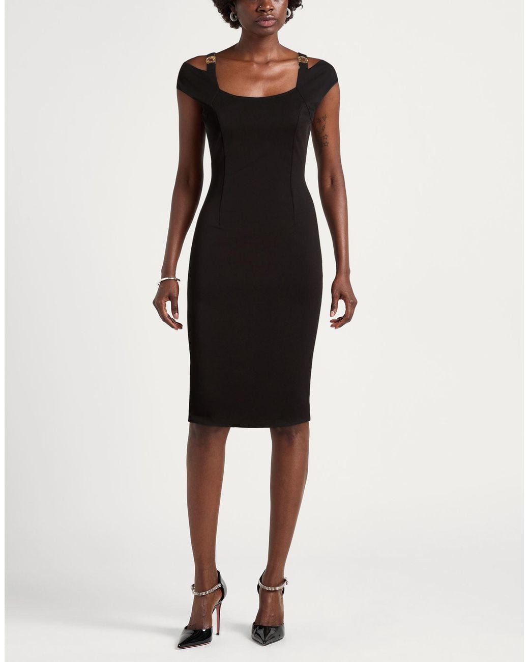 Rinascimento Black Midi Dress Polyester, Elastane
