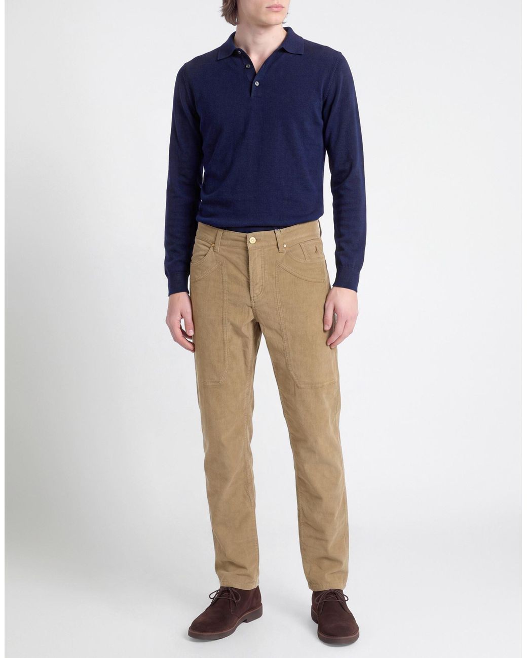 Jeckerson Natural Khaki Pants Cotton, Tencel, Elastane for men