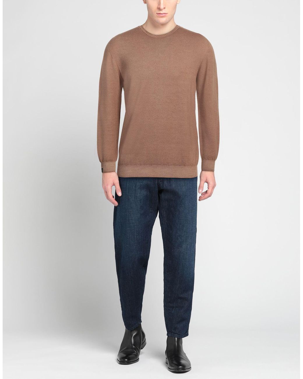 AROVESCIO Brown Tan Sweater Merino Wool for men