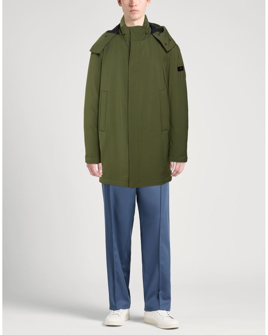 Peuterey Green Military Coat Polyester, Elastane for men