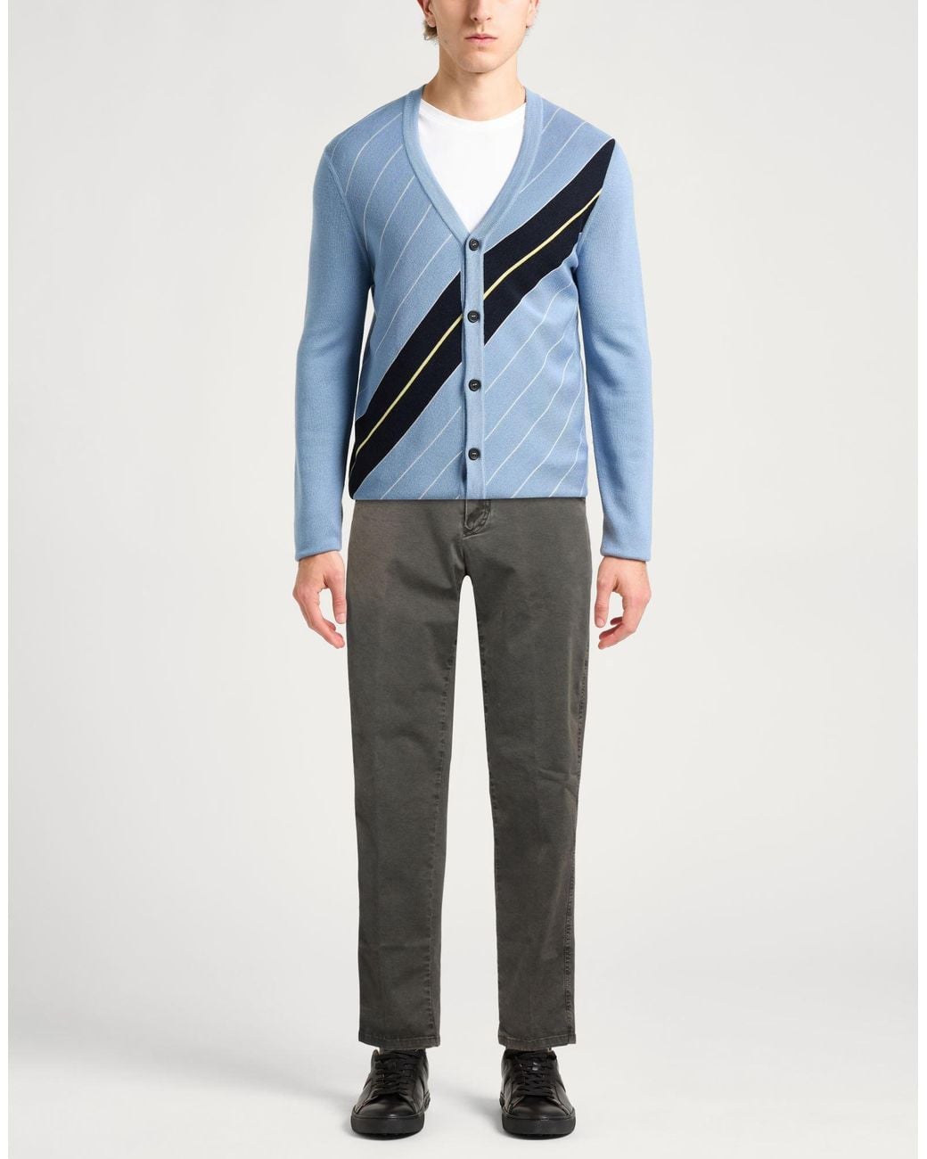 PT Torino Gray Charcoal Pants Cotton, Elastane for men