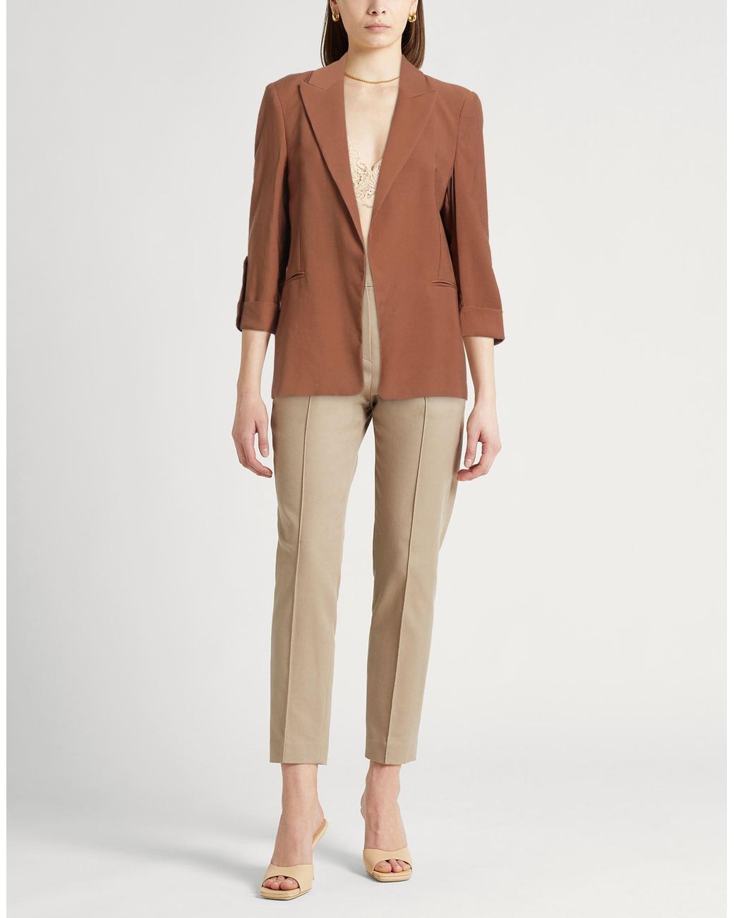 Liu Jo Brown Blazer Viscose, Polyester