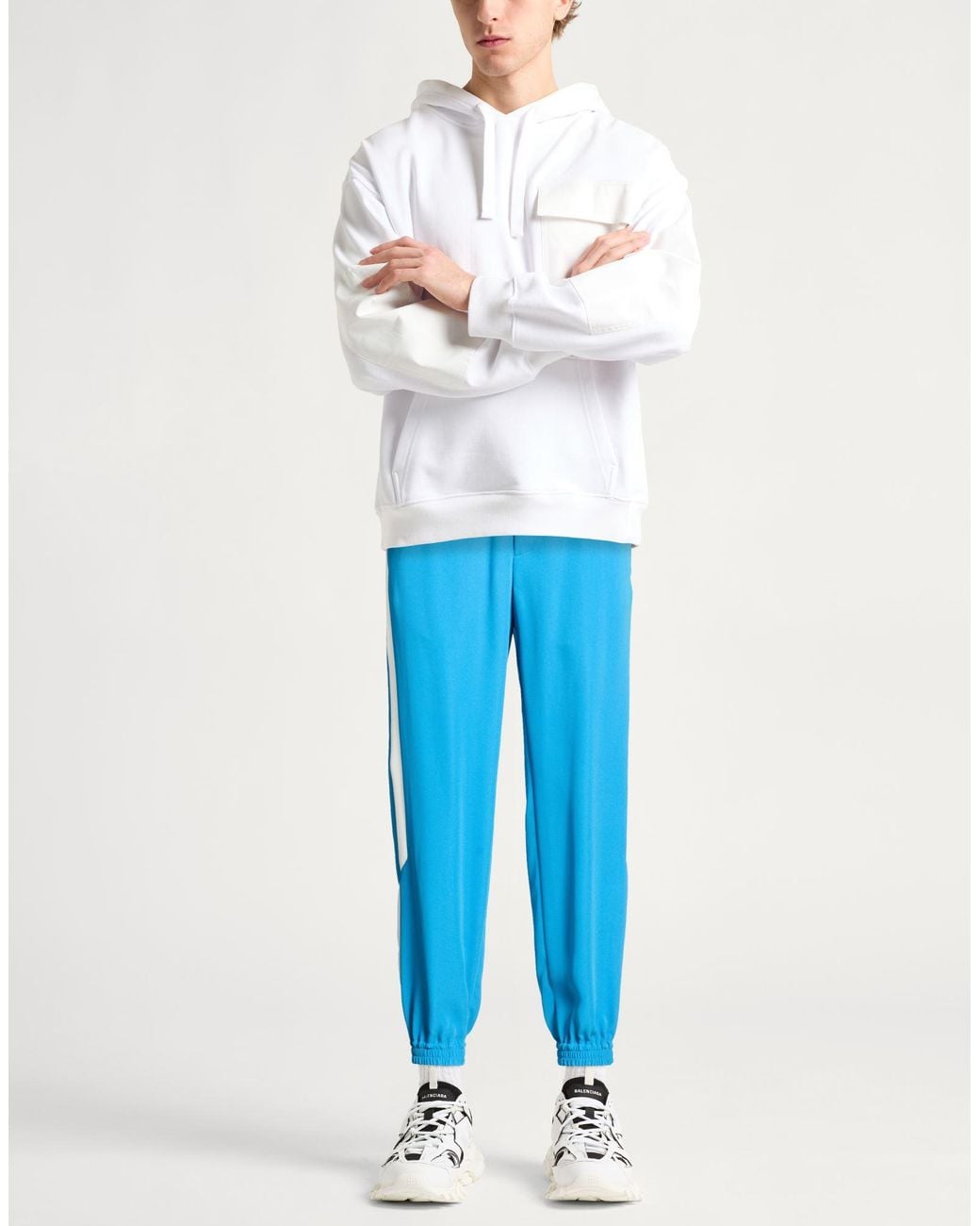McQueen Blue Azure Pants Viscose, Polyester for men