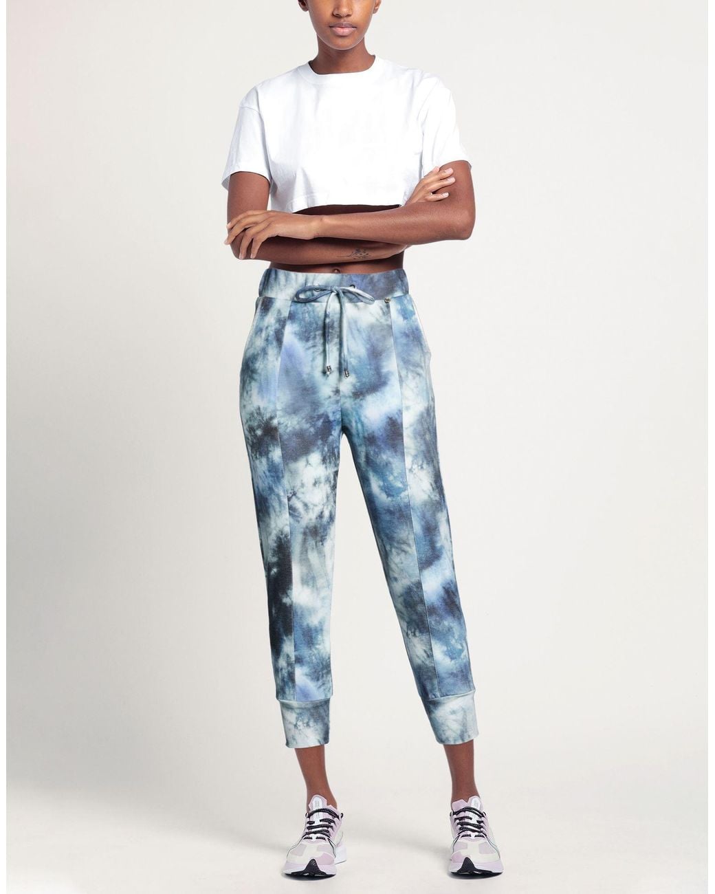 Rinascimento Blue Pants Polyester, Cotton, Elastane
