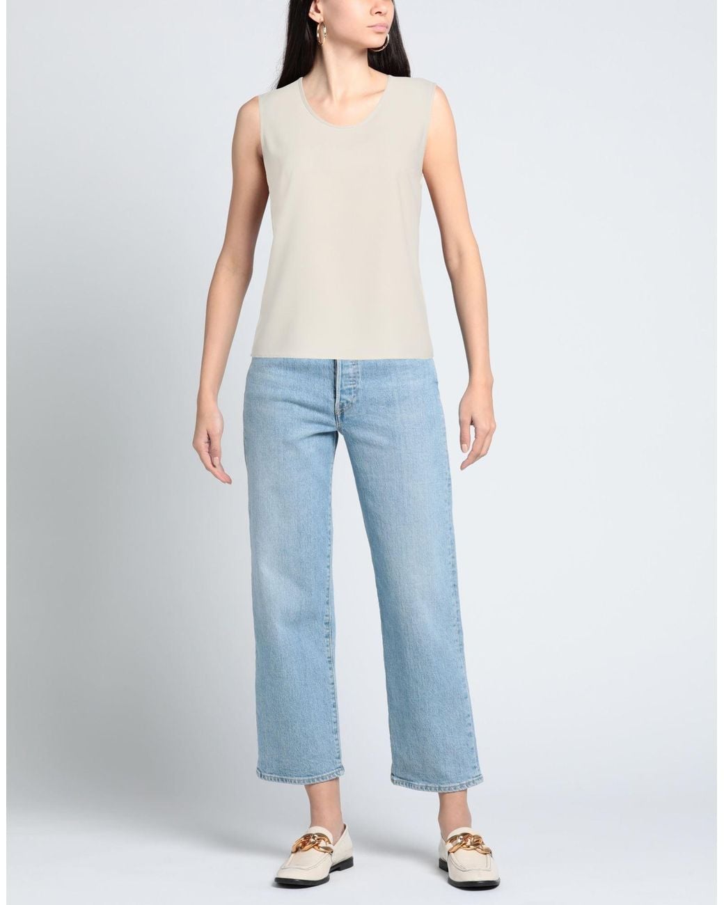 Camicettasnob Natural Ivory Top Polyester, Viscose, Elastane