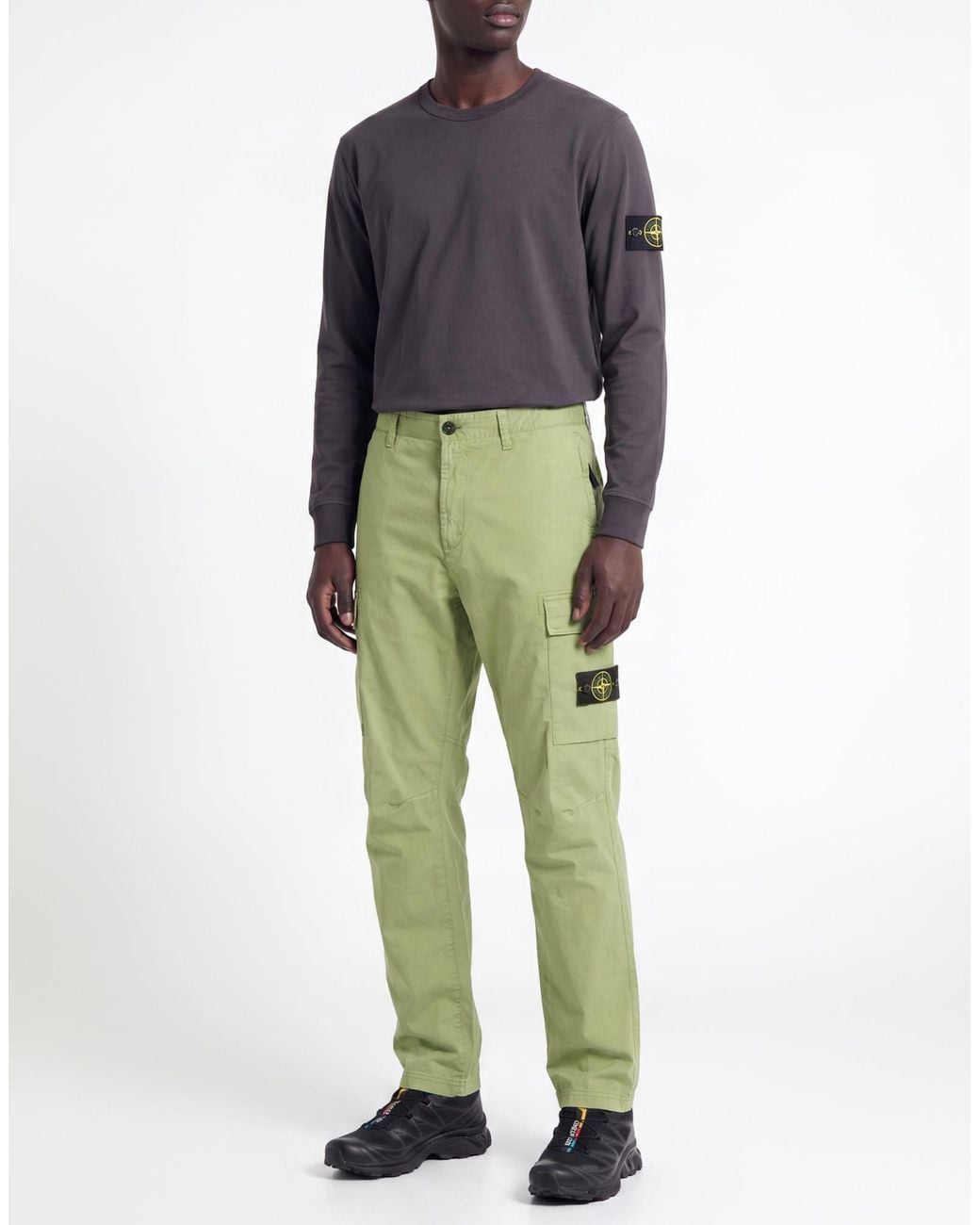 Stone Island Green Pants Cotton, Elastane for men