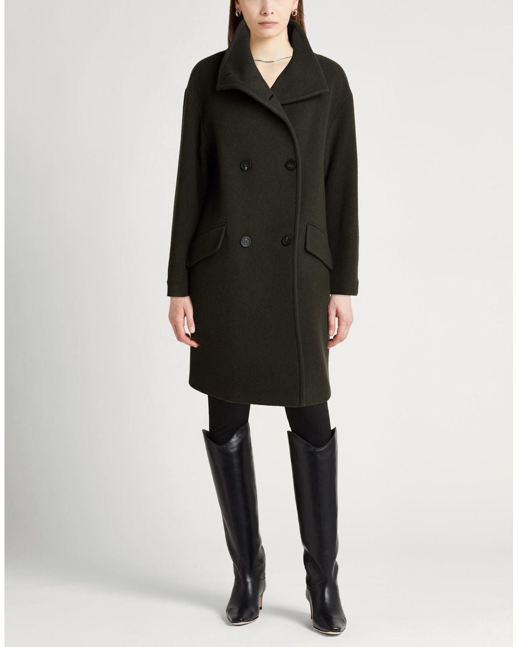 Peserico Black Coat Virgin Wool, Polyamide, Cashmere