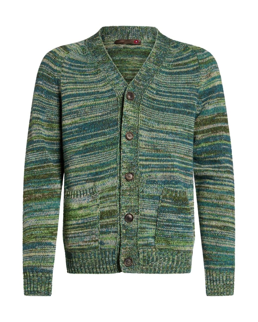 Messagerie Green Cardigan Virgin Wool for men