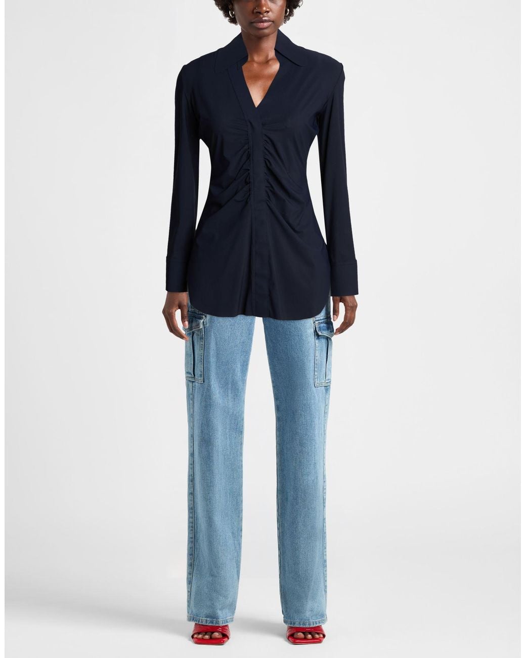 La Petite Robe Di Chiara Boni Blue Top Polyamide, Elastane