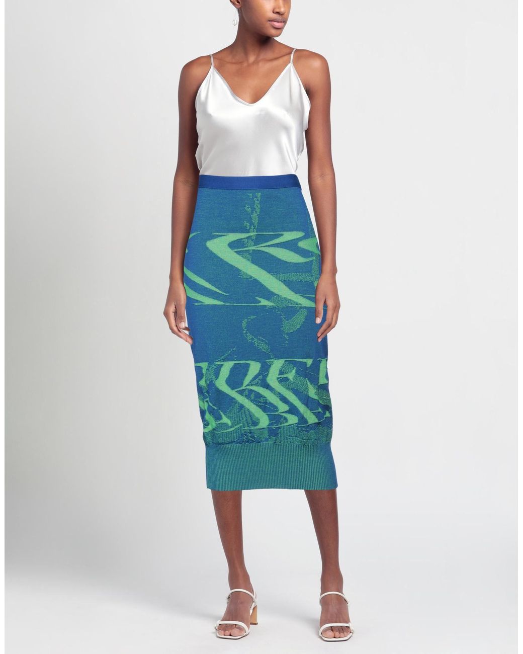 Iceberg Blue Midi Skirt Virgin Wool, Polyamide