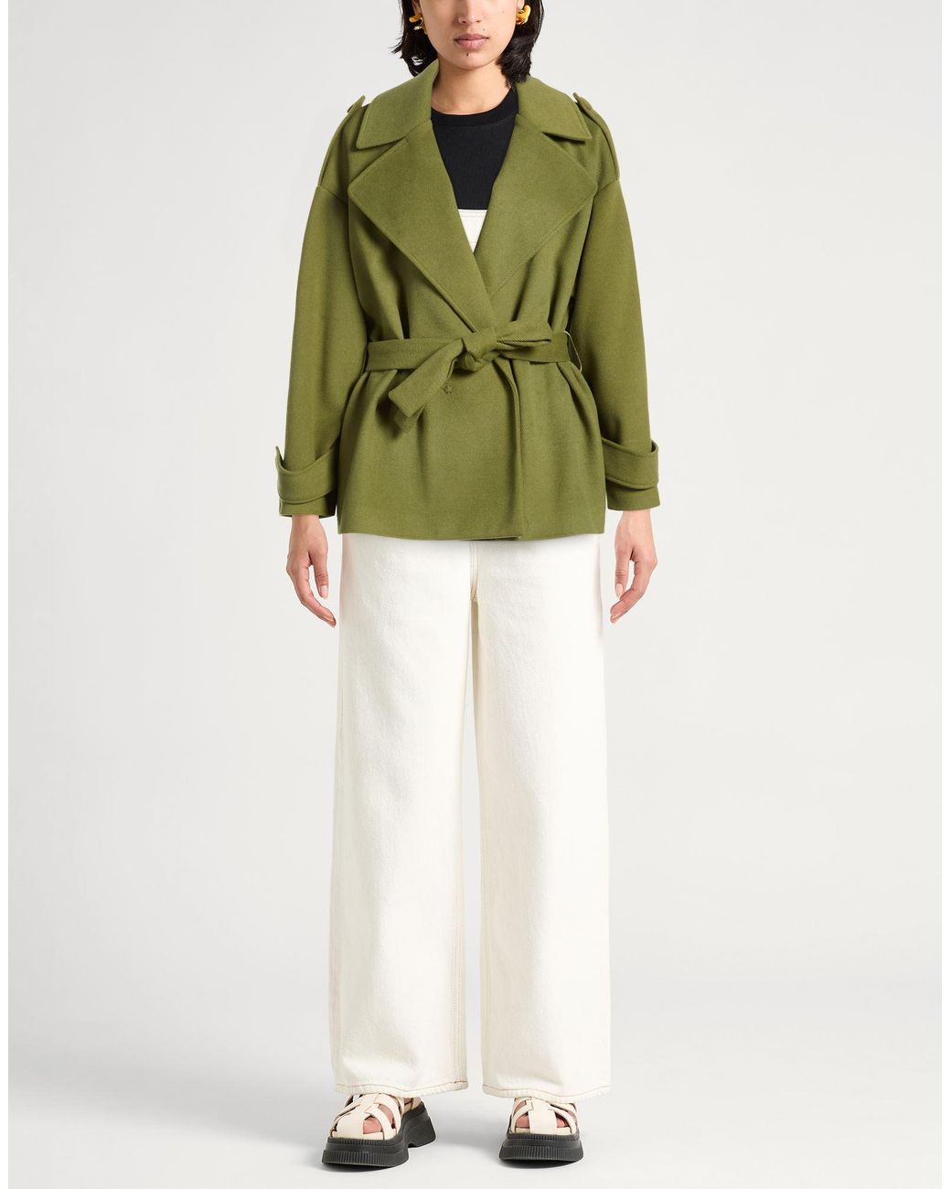 Cristinaeffe Green Coat Polyester, Viscose