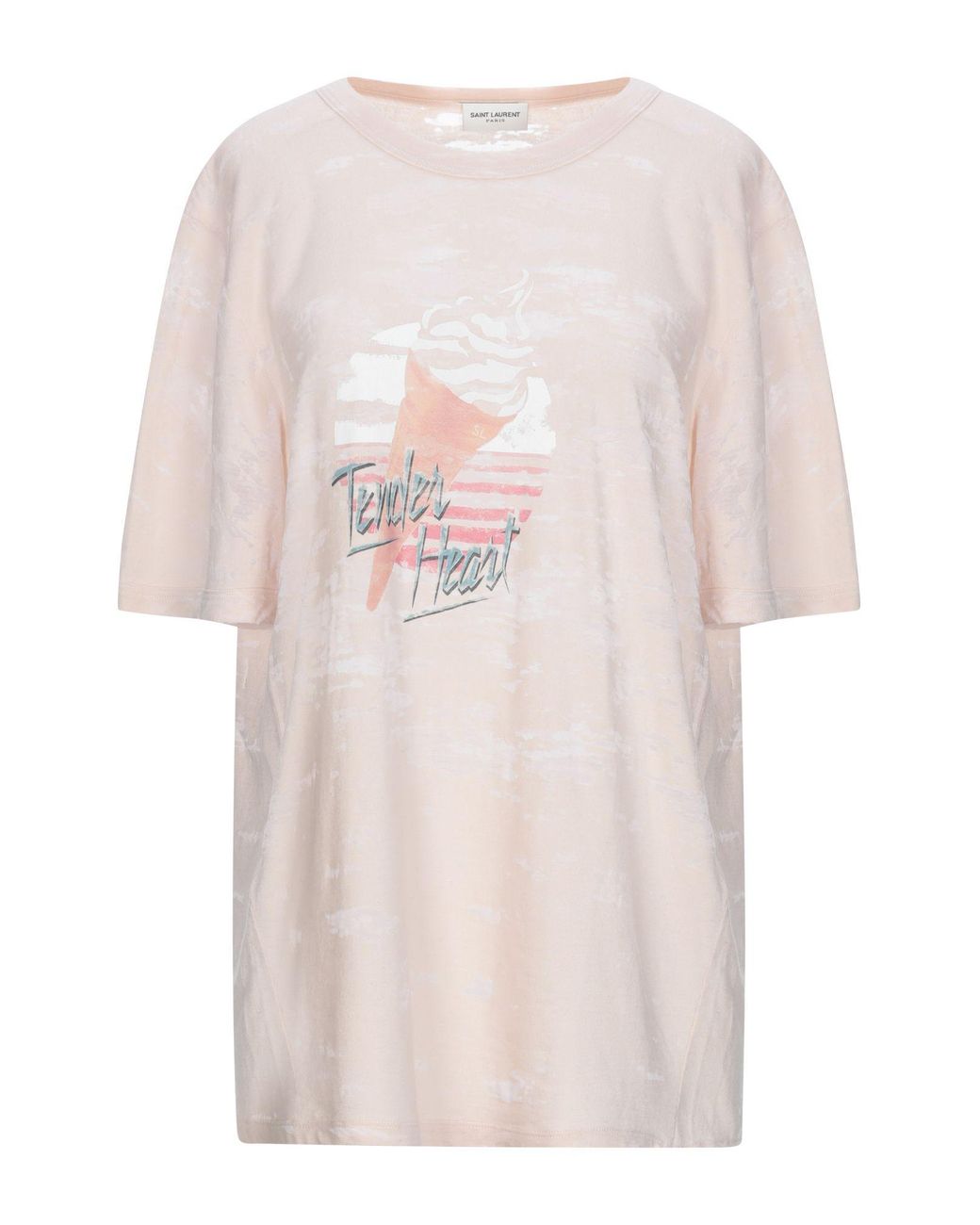 Saint Laurent Printed Cotton T-shirt in Light Pink (Pink) - Save 50% - Lyst