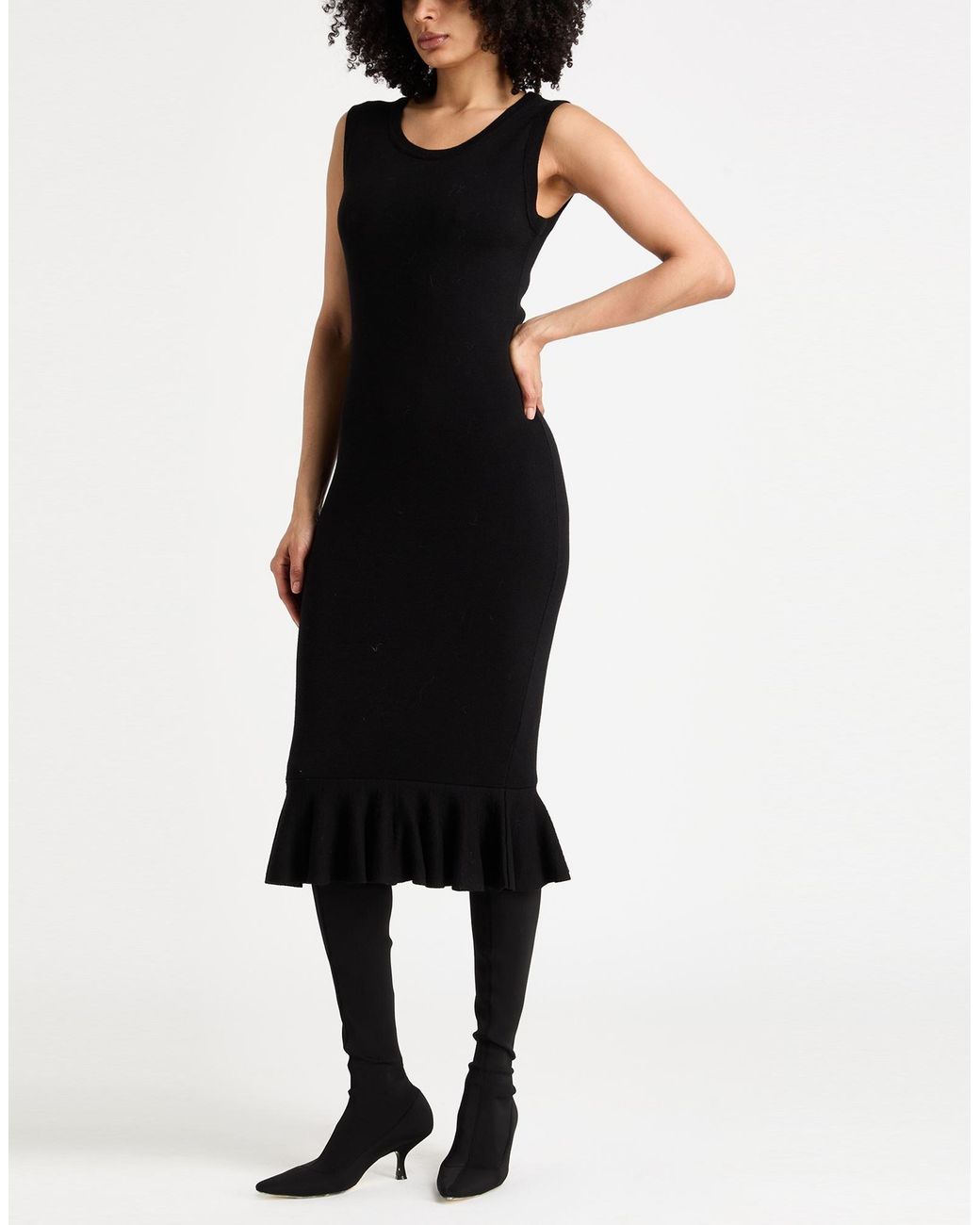 Jucca Black Midi Dress Virgin Wool