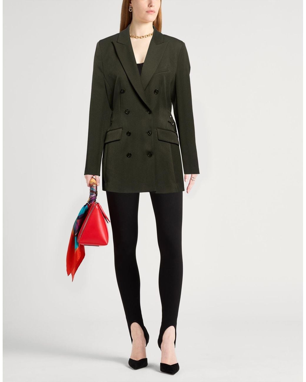 Dondup Green Military Blazer Polyester, Viscose, Elastane