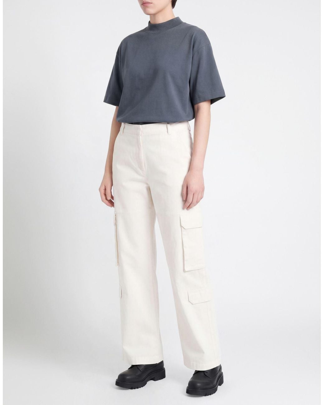Manuel Ritz White Ivory Pants Cotton, Elastane
