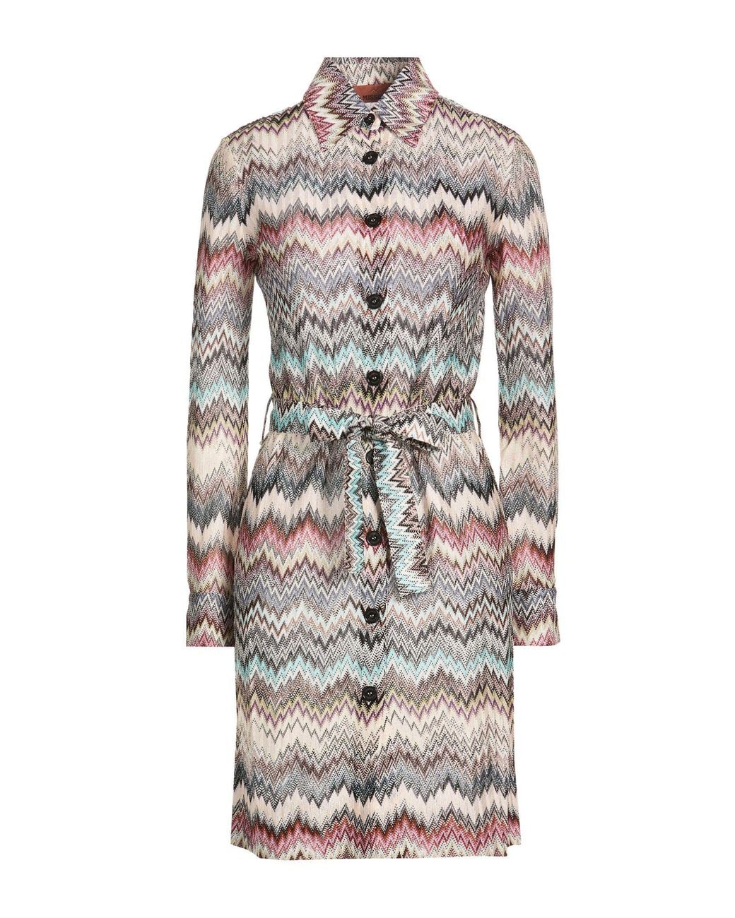 Missoni Gray Cream Mini Dress Viscose