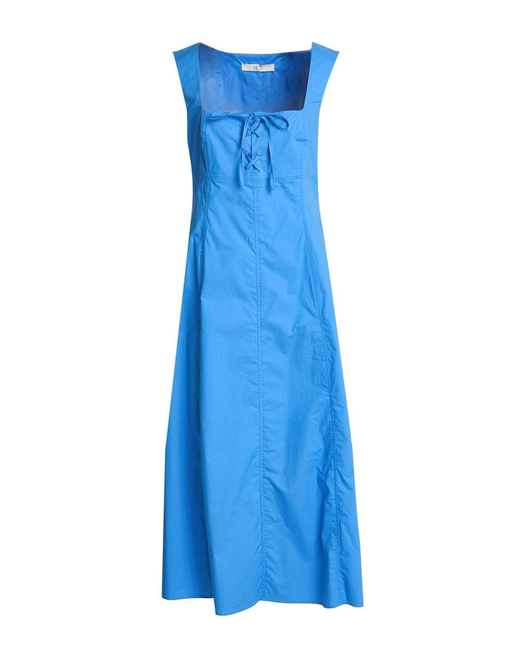 19.70 Nineteen Seventy Blue Azure Midi Dress Cotton