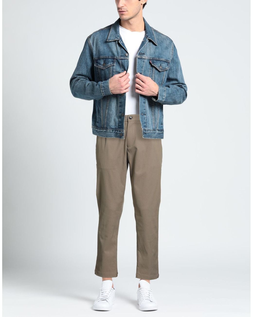 Yan Simmon Gray Khaki Pants Cotton, Nylon, Elastane for men