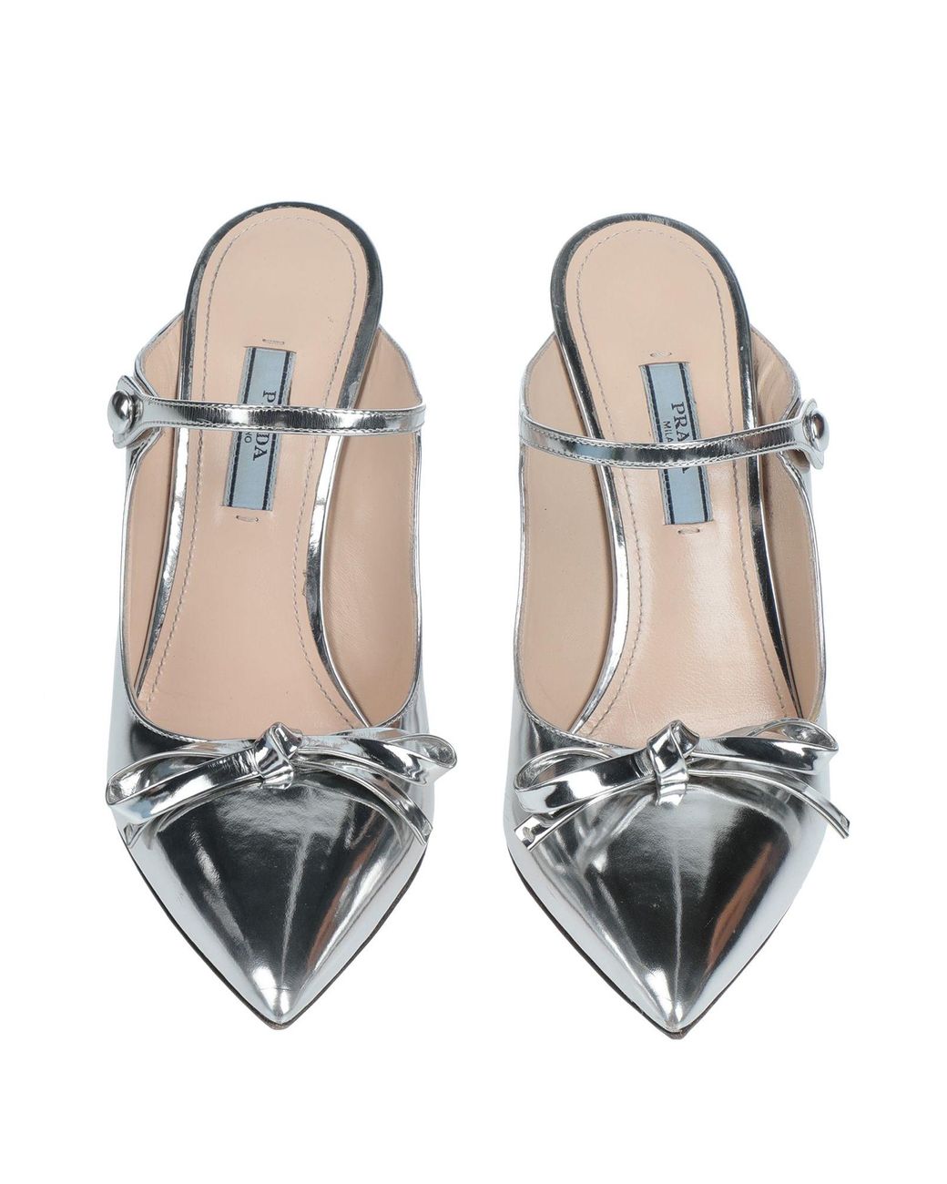 Prada hotsell silver mules