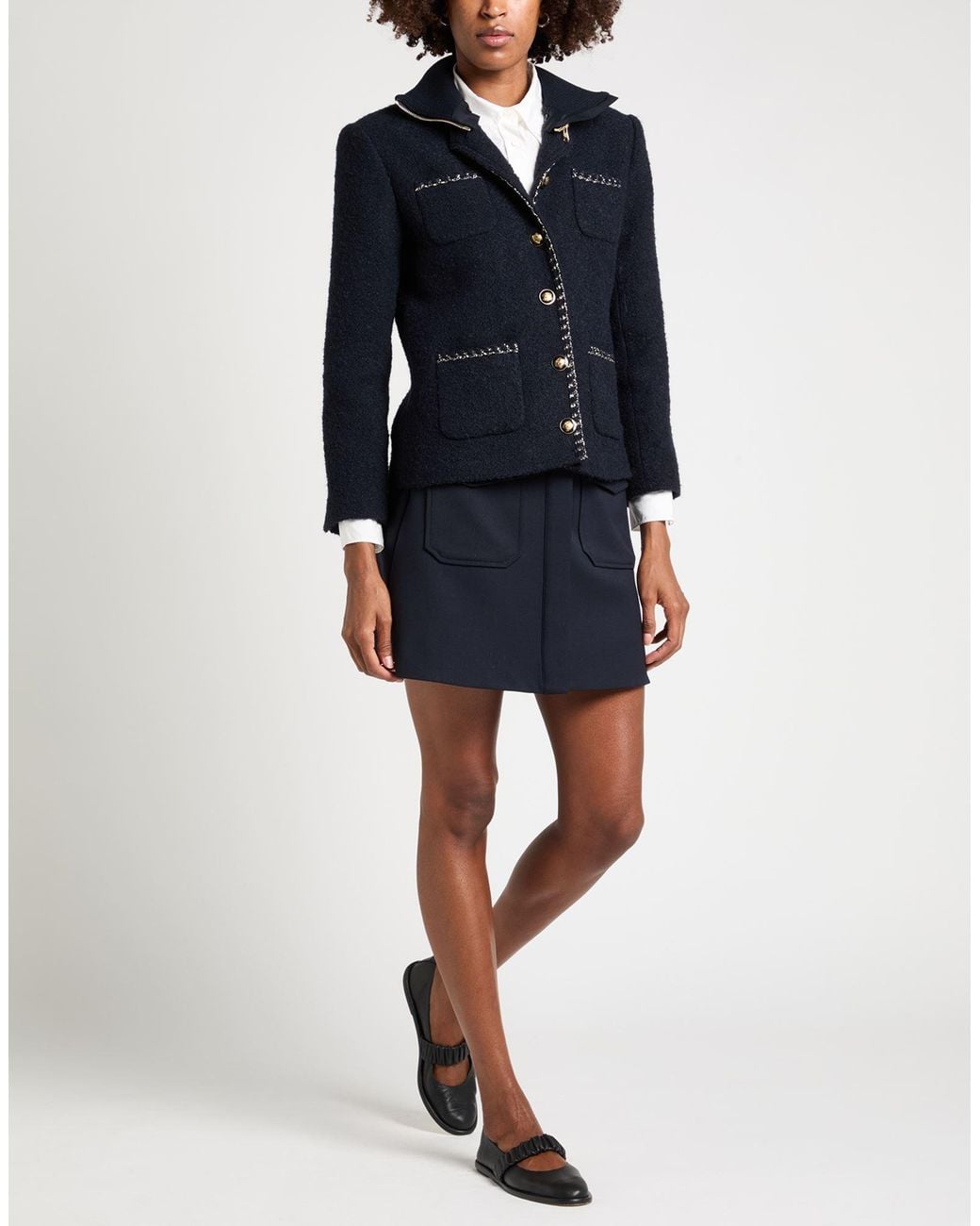 Sandro Blue Jacket Cotton, Wool, Polyester, Acrylic, Alpaca Wool