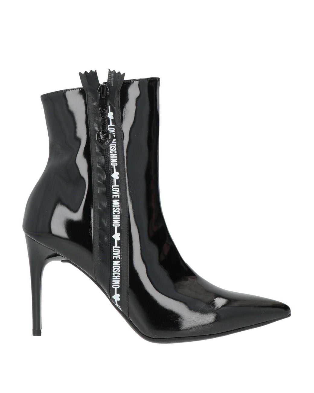Love Moschino Black Ankle Boots Textile Fibers