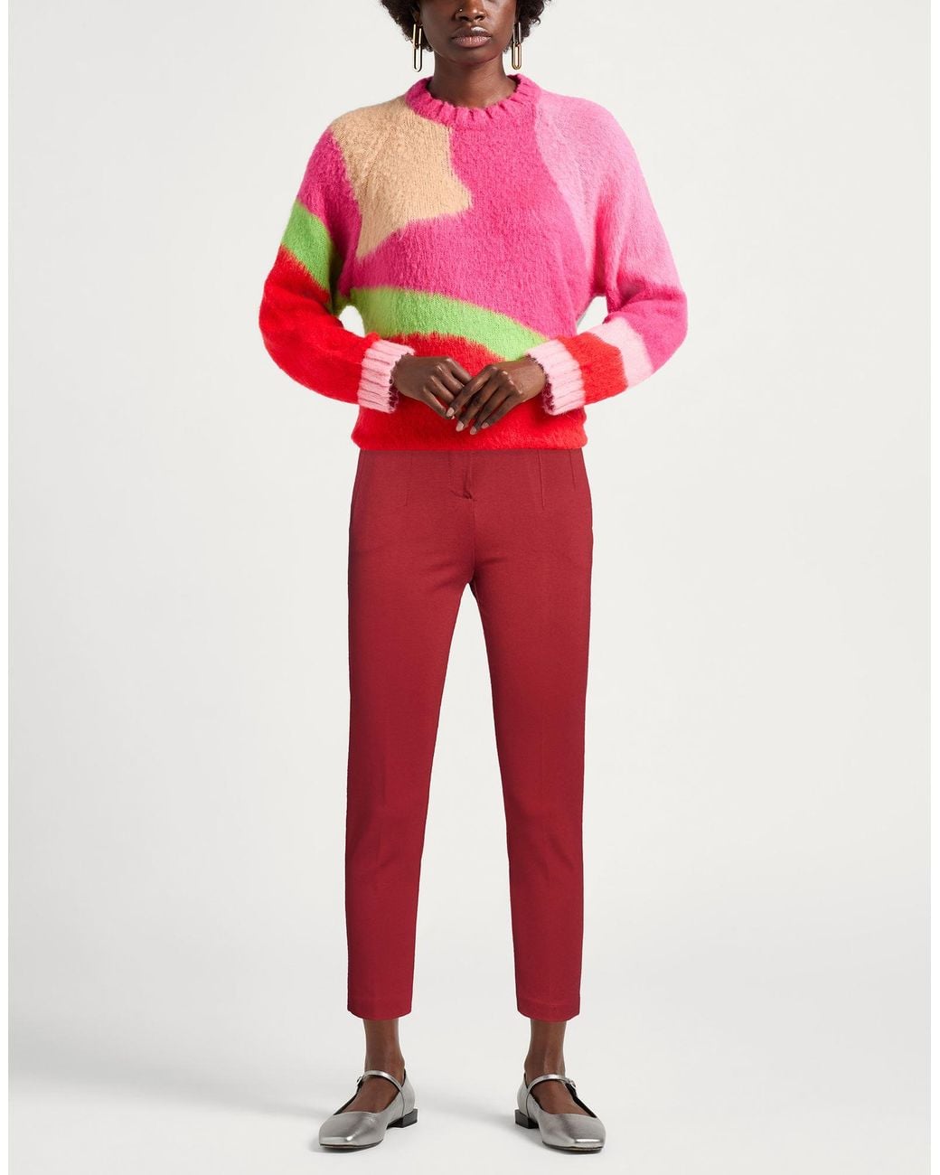 Cristinaeffe Red Pants Viscose, Polyamide, Elastane