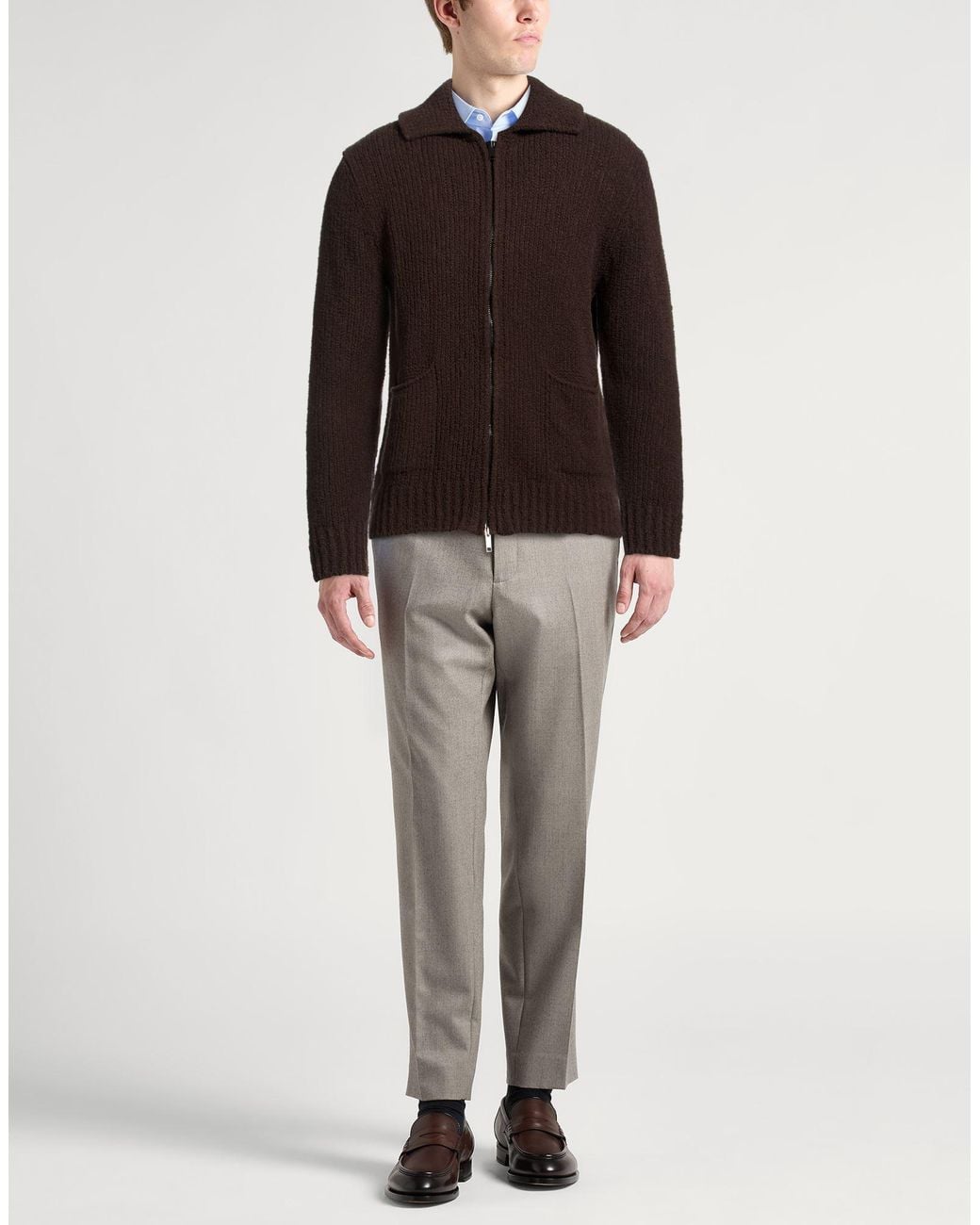 Daniele Fiesoli Brown Lab Dark Cardigan Merino Wool for men