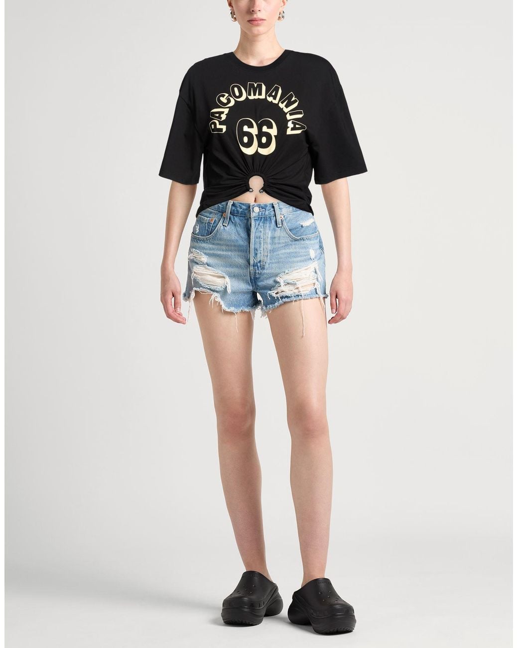 Rabanne Black T-Shirt Cotton, Elastane
