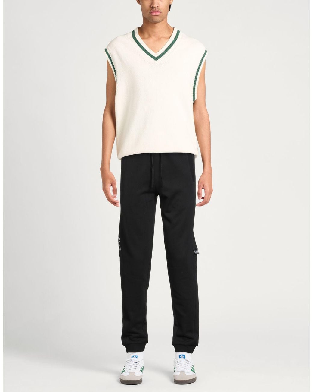 EA7 Black Pants Cotton, Polyester, Elastane for men