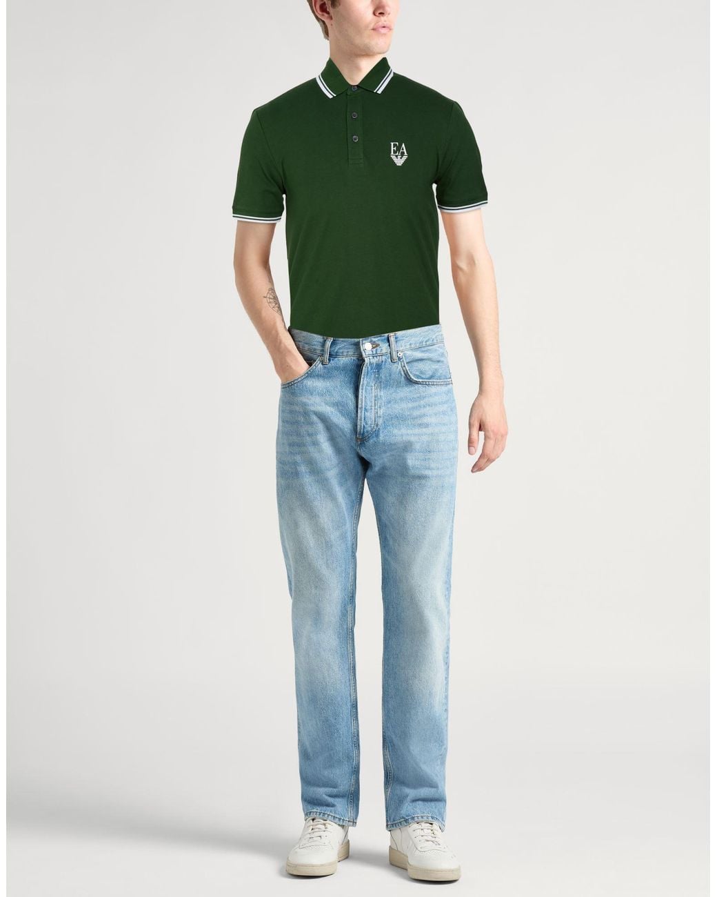 Emporio Armani Green Military Polo Shirt Cotton, Elastane for men