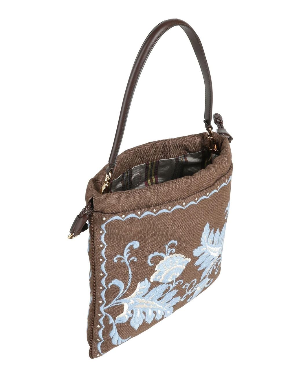 Etro White Shoulder Bag Textile Fibers, Leather