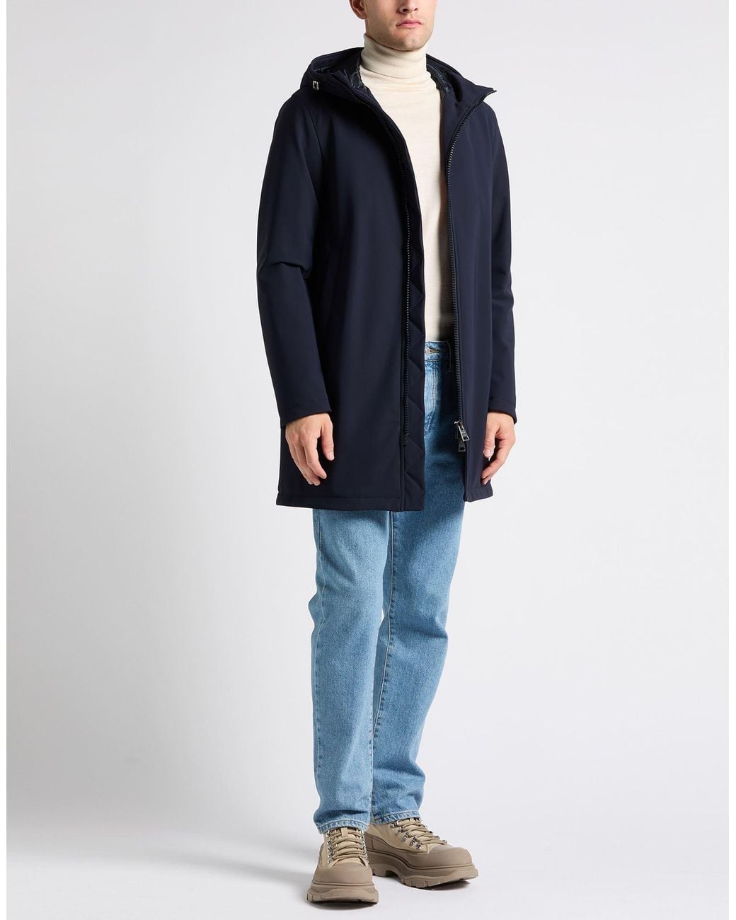 Herno Blue Coat Polyamide, Elastane for men