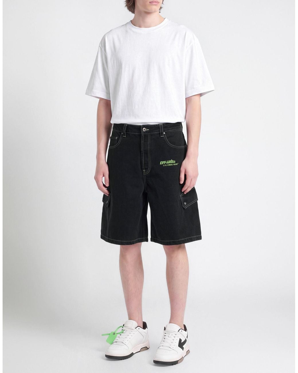 Off-White c/o Virgil Abloh Black Denim Shorts Cotton for men