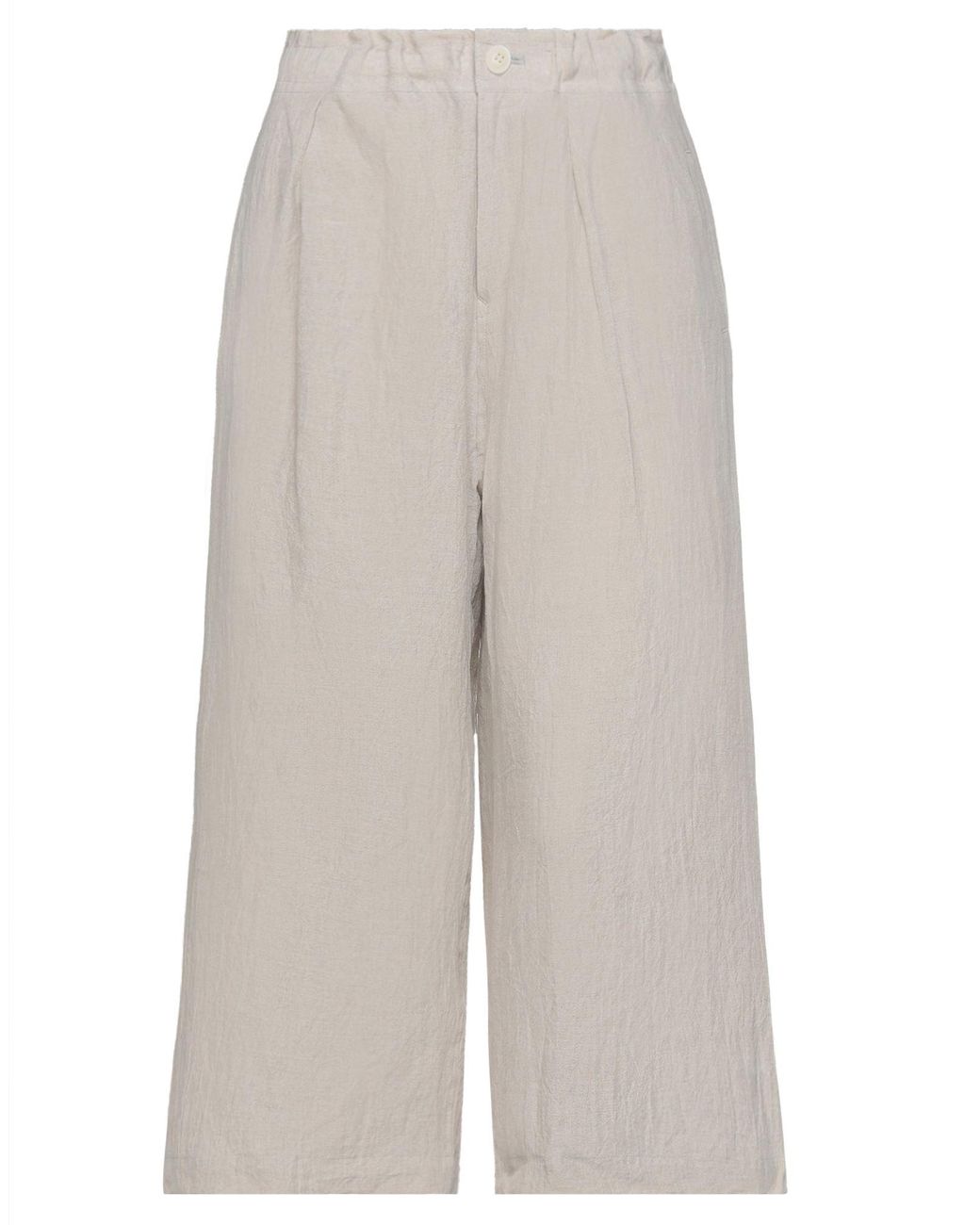 Y's Yohji Yamamoto Linen 3/4-length Trousers in Khaki (Natural) - Lyst