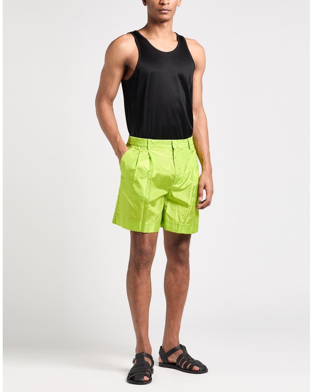 Valentino Garavani Green Lime Shorts & Bermuda Shorts Silk for men