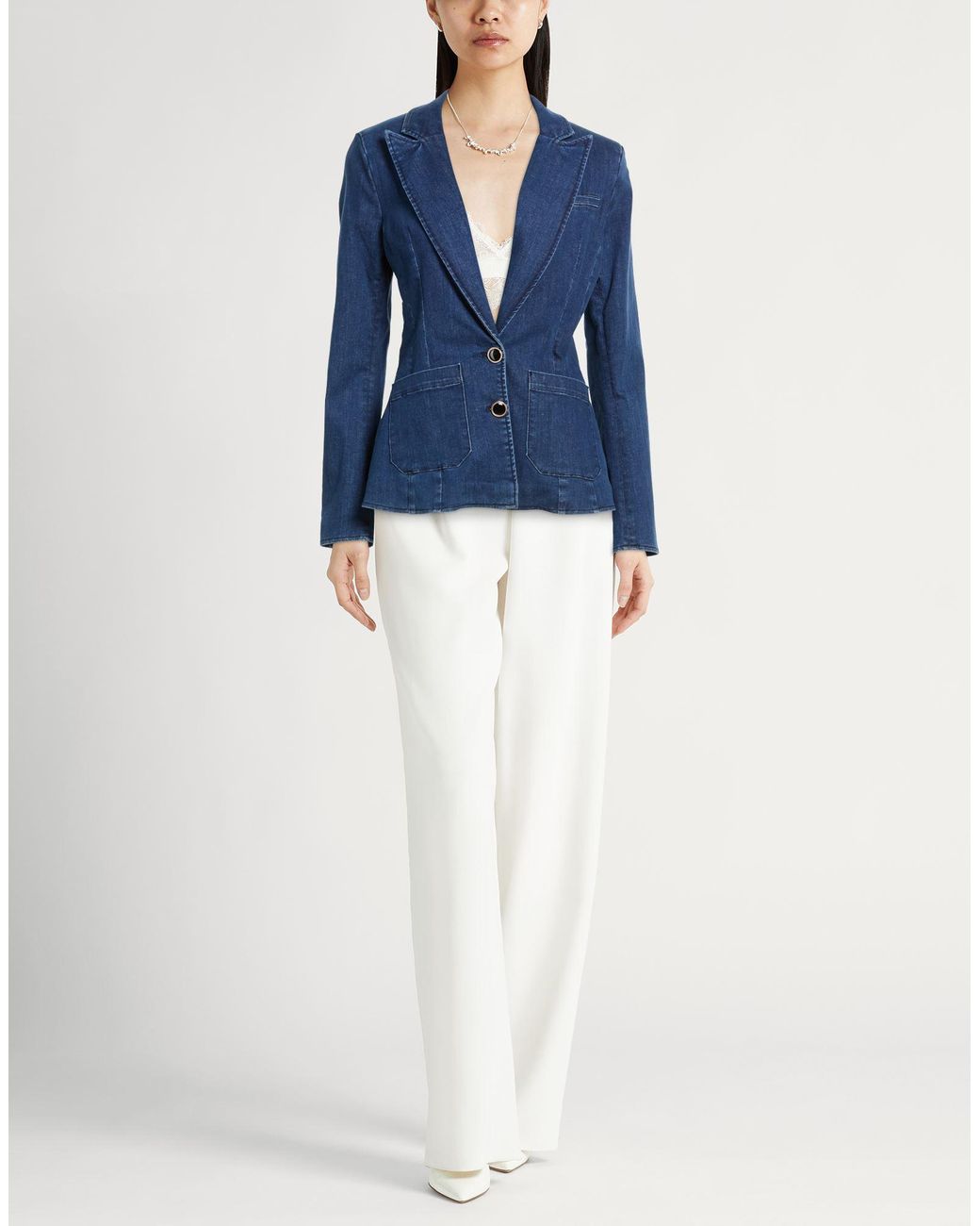 Liu Jo Blue Blazer Cotton, Polyester, Elastane