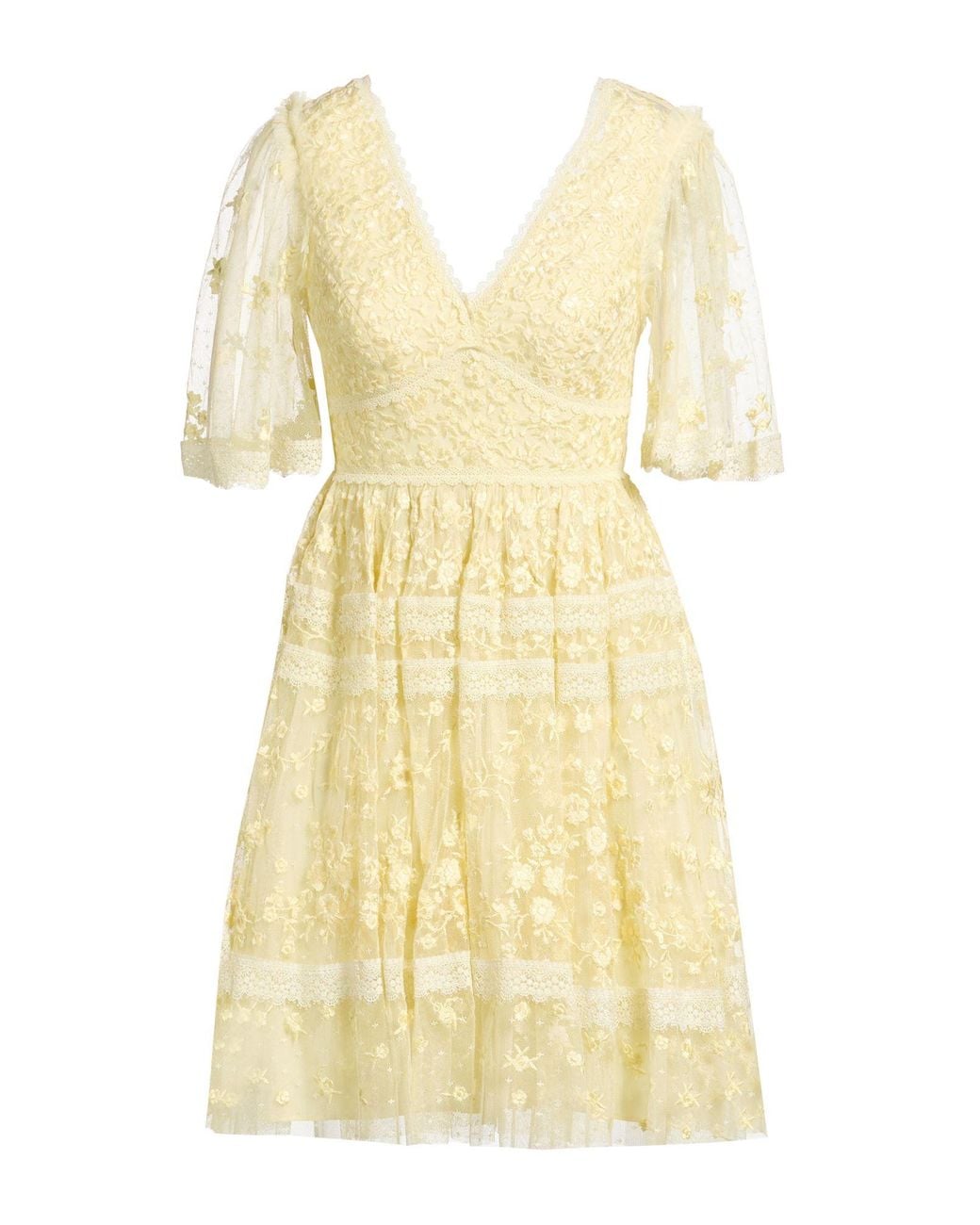 Needle & Thread Yellow Mini Dress Polyester
