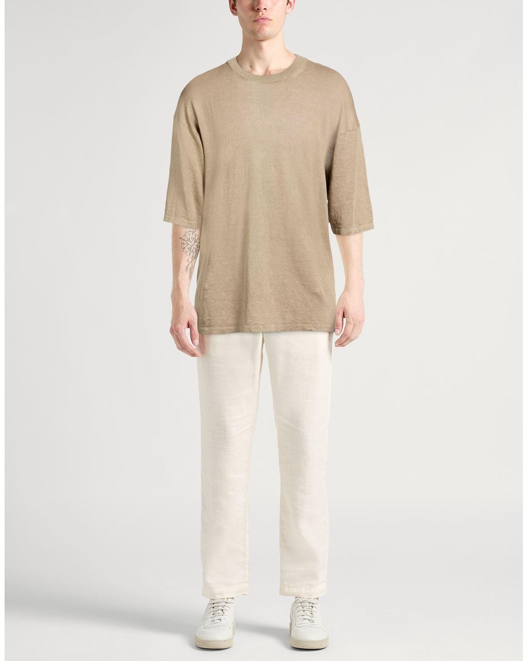 Roberto Collina Natural Sand Sweater Linen for men