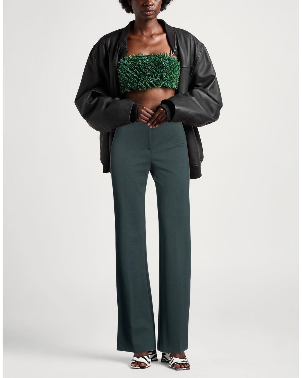 Pinko Blue Dark Pants Viscose, Polyamide, Elastane