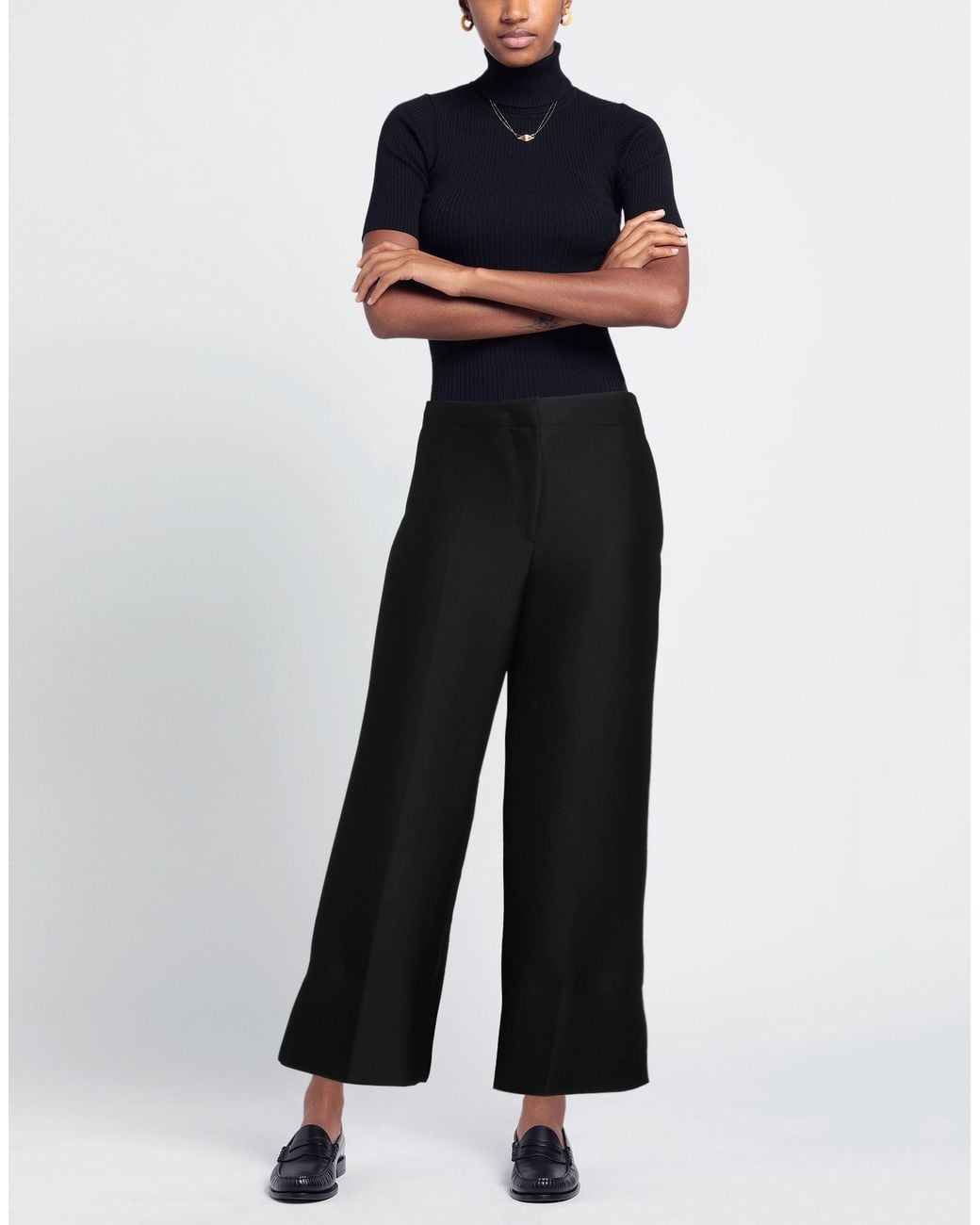 Sandbeige Black Pants Wool, Silk