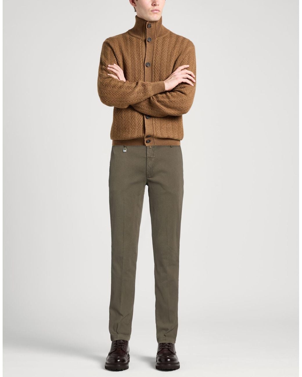 Barbati Gray Military Pants Cotton, Elastane for men